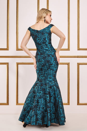 Goddiva Bardot Jacquard Maxi Dress Goddiva